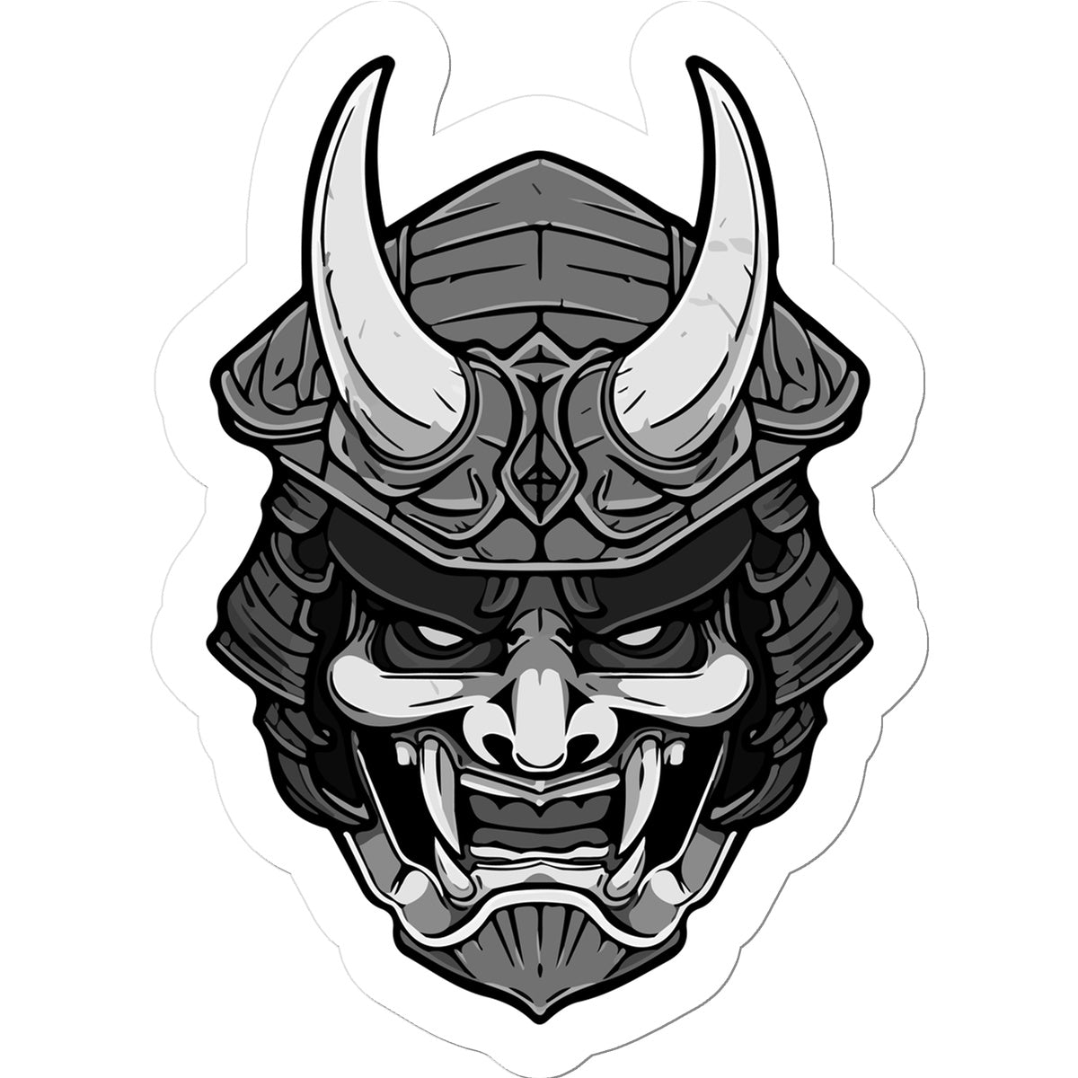 WARRIOR ONI MASK - JAPANESE ONI MASK VINYL KISSCUT STICKER Sticker