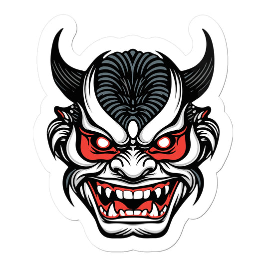 DEVIL ONI MASK - JAPANESE ONI MASK VINYL KISSCUT STICKER Sticker